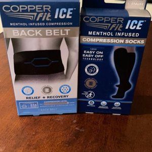 Brand new compression socks and back belt.